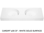Plan vasque lavabo circulaire ⦰ 35 cm sur mesure Largeur 100 à 201 x P 40 à 51 cm Finition lisse 10 couleurs au choix, Anti bactérien Résine Akrytan® dans la masse Livraison Offerte.